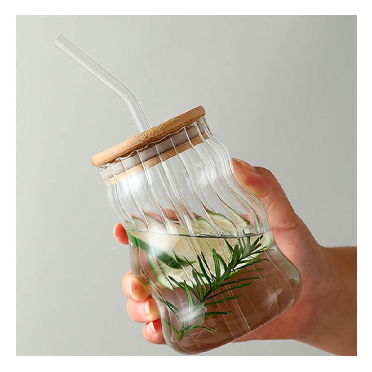 RYBIU IMPORT - Vaso Redondeado con Tapa y Sorbete Transparente