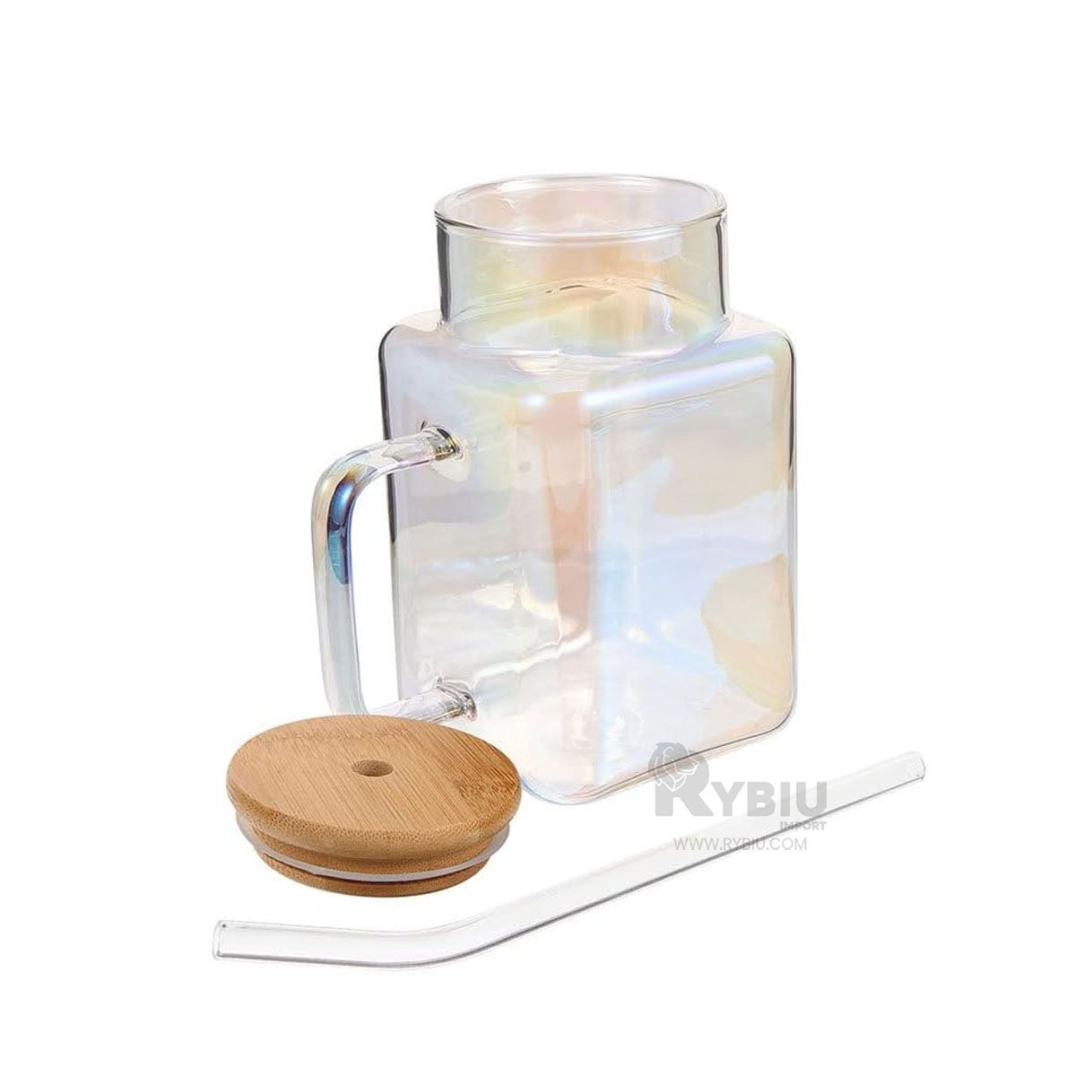 RYBIU IMPORT - Vaso con Tapa y Cañita Transparente 500ml Y+Papel de Regalo