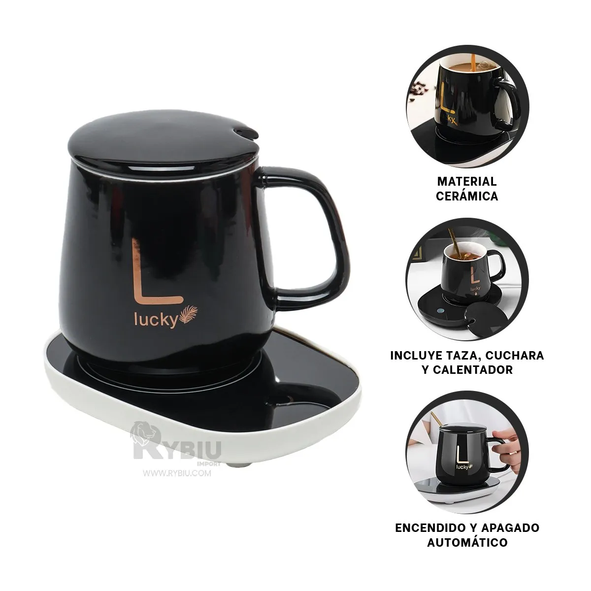 RYBIU IMPORT - Set Calentador de Taza en Caja de Color Negro