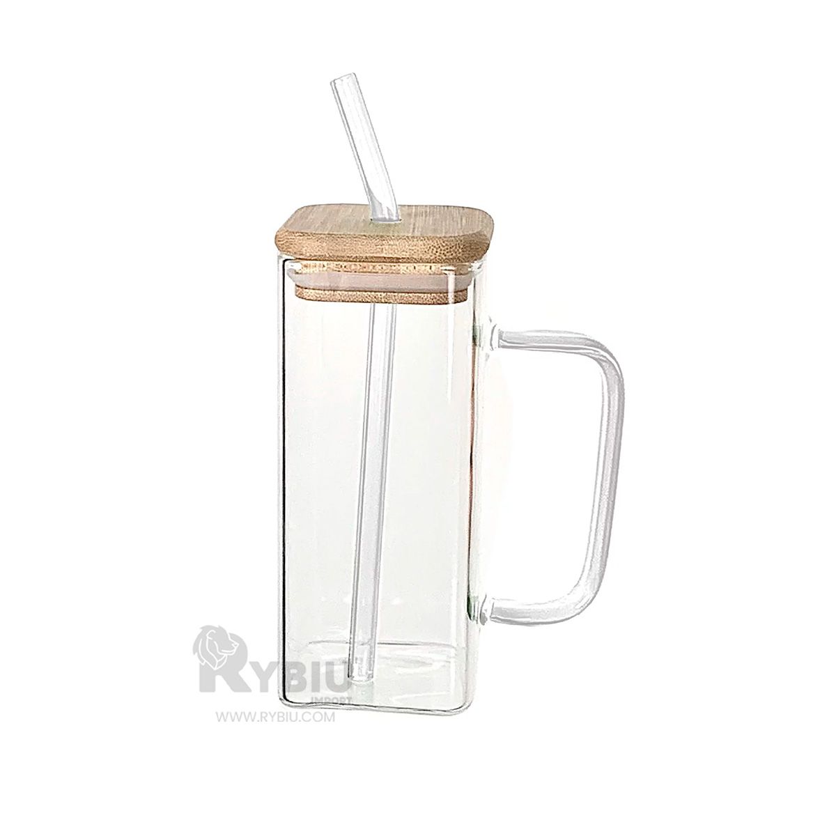 RYBIU IMPORT - Vaso con Tapa y Cañita Transparente 350ml Y+Papel de Regalo