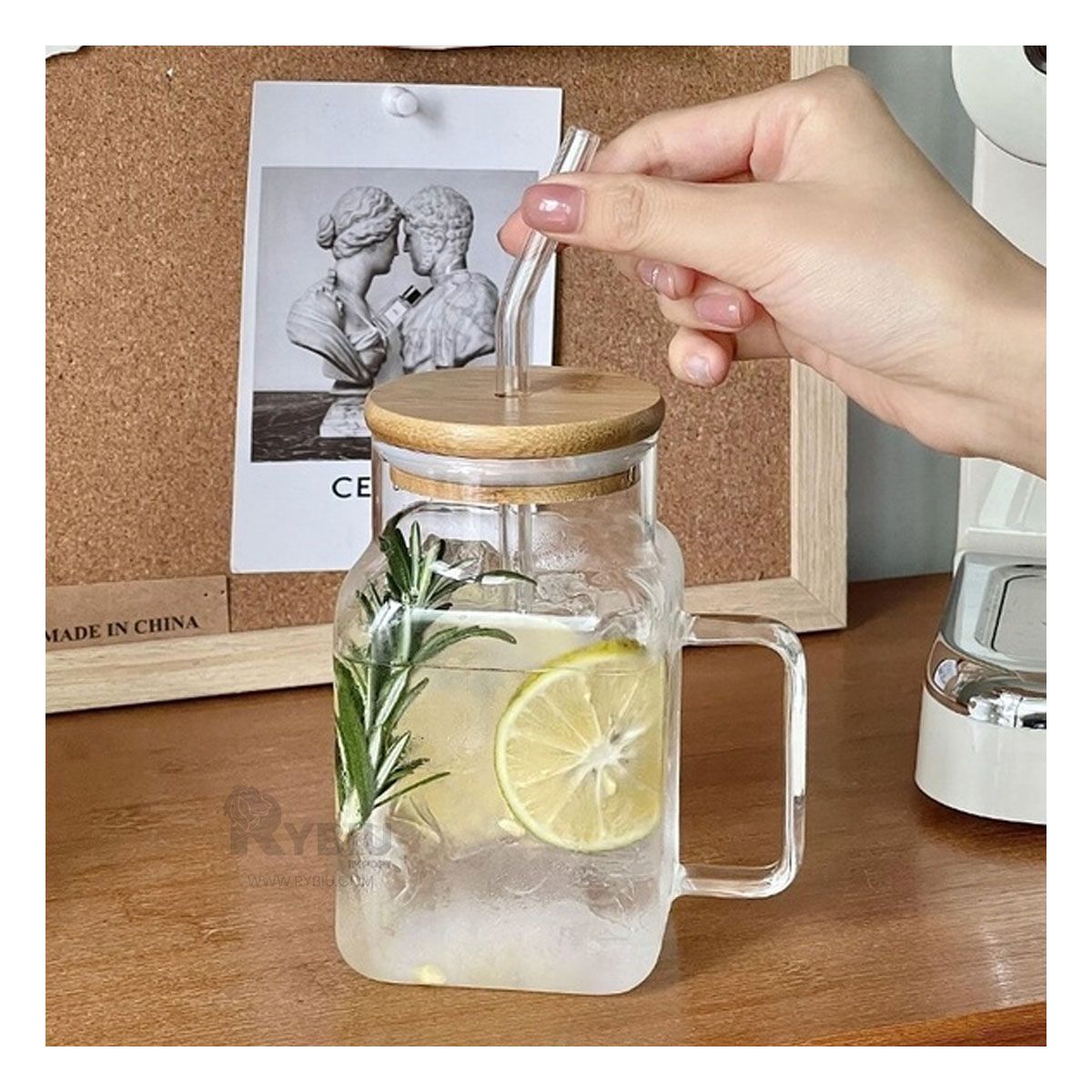 RYBIU IMPORT - Vaso con Tapadera en Transparente 500ml Y+Regalo Stickers