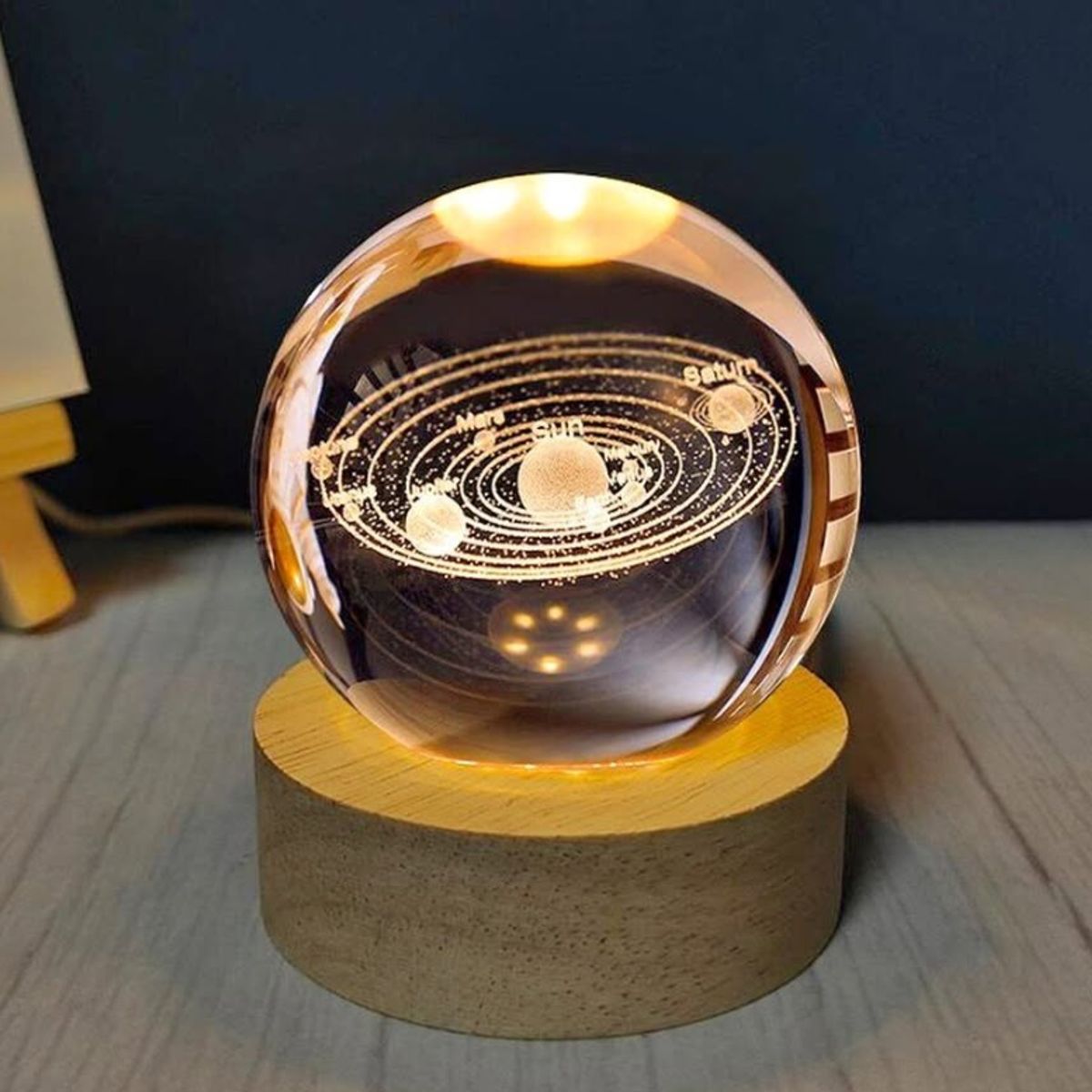 GENERICO - Lampara de Mesa Esfera 3D Sistema Solar  Dia de la Padre - Luz Cálida