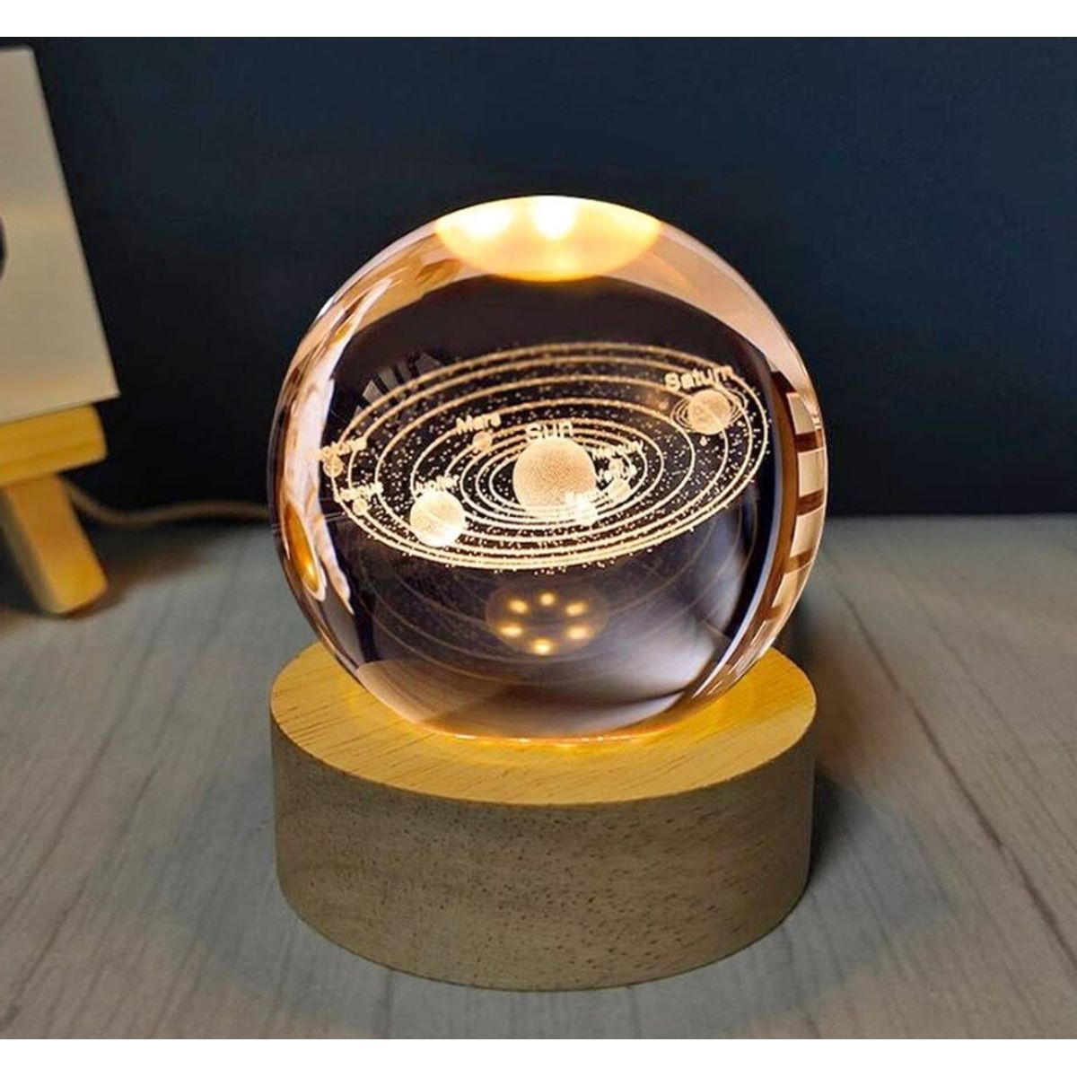 GENERICO - Lampara de Mesa Esfera 3D Sistema Solar  Dia de la Padre - Luz Cálida