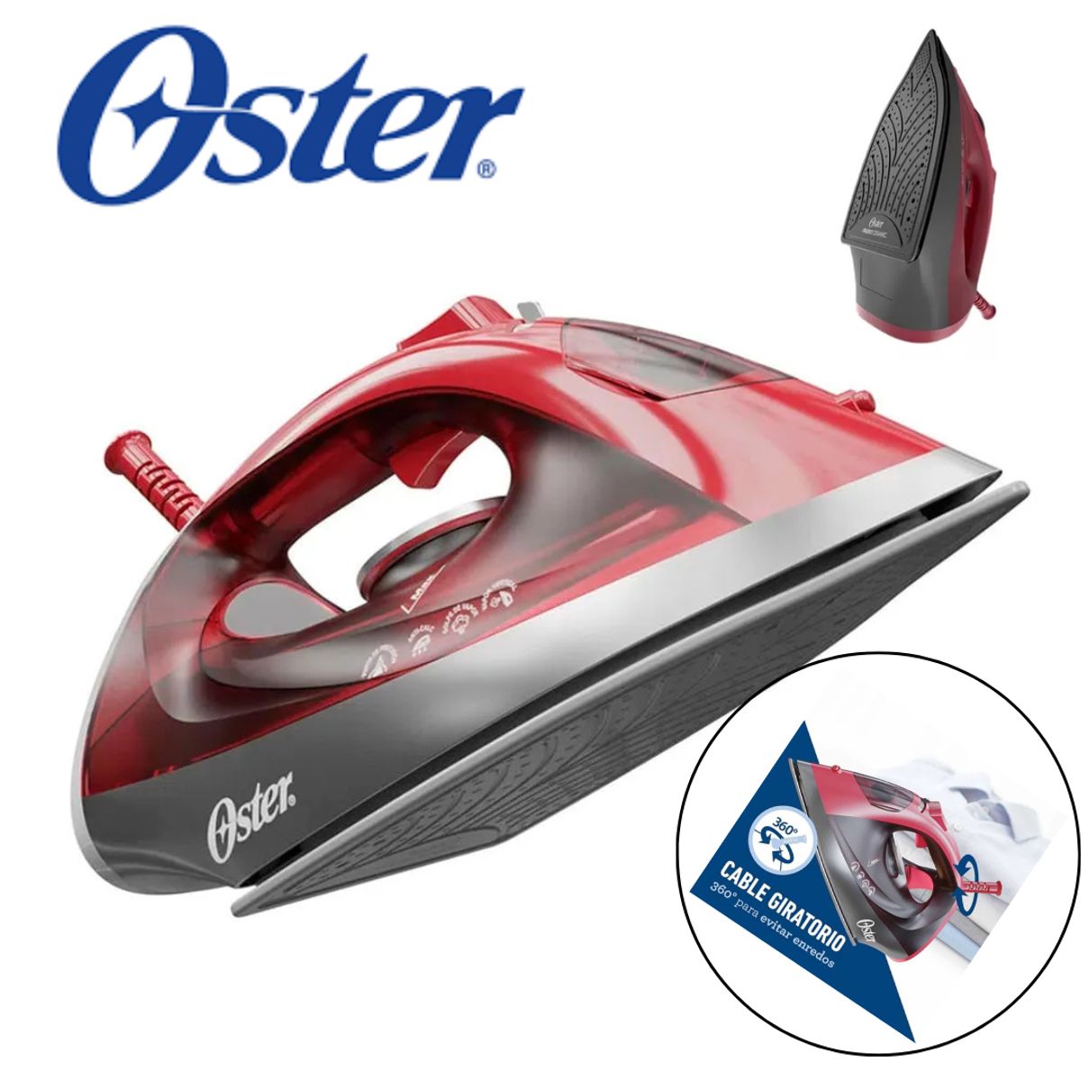 OSTER - Plancha de Vapor Oster Roja con Suela de Cerámica GCSTBS6051