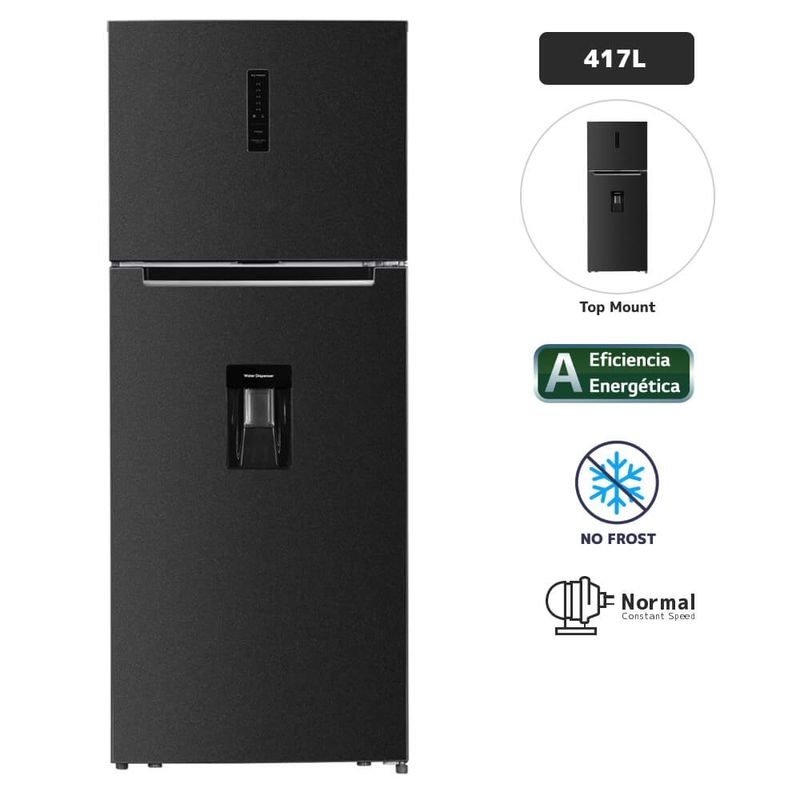 BLACKLINE - Refrigeradora BLACKLINE 417L No Frost Top Mount TM 417LD BI Negro