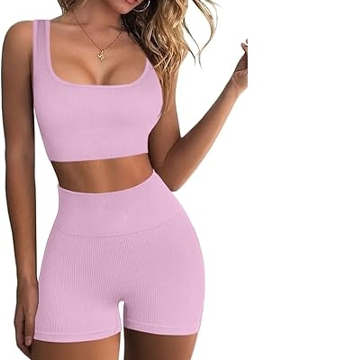 GENERICO - CONJUNTO DEPORTIVO DE TOP Y SHORT rosado bebé