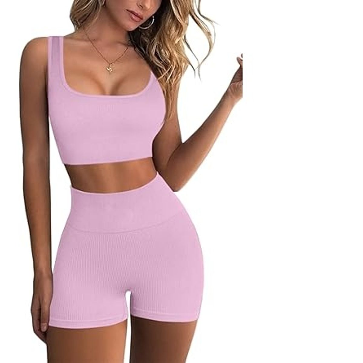 GENERICO - CONJUNTO DEPORTIVO DE TOP Y SHORT rosado bebé