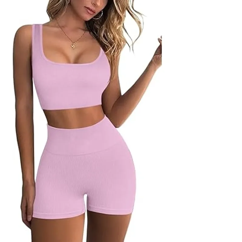 GENERICO - CONJUNTO DEPORTIVO DE TOP Y SHORT rosado bebé