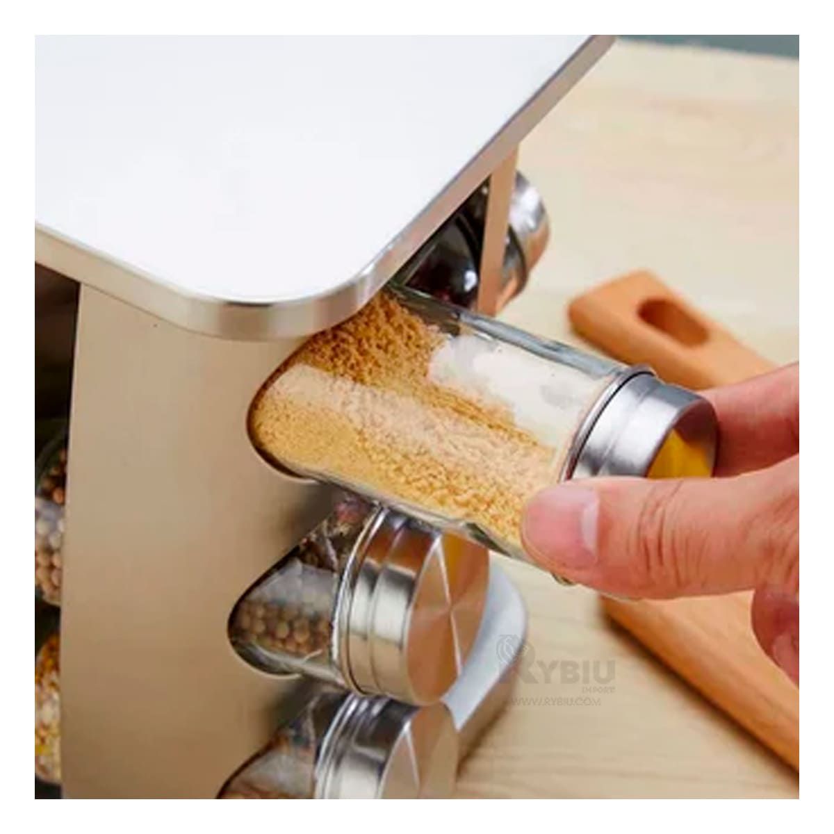 GENERICO - Especiero Funcional de Forma Cuadrado Y+Banderitas Adhesivas