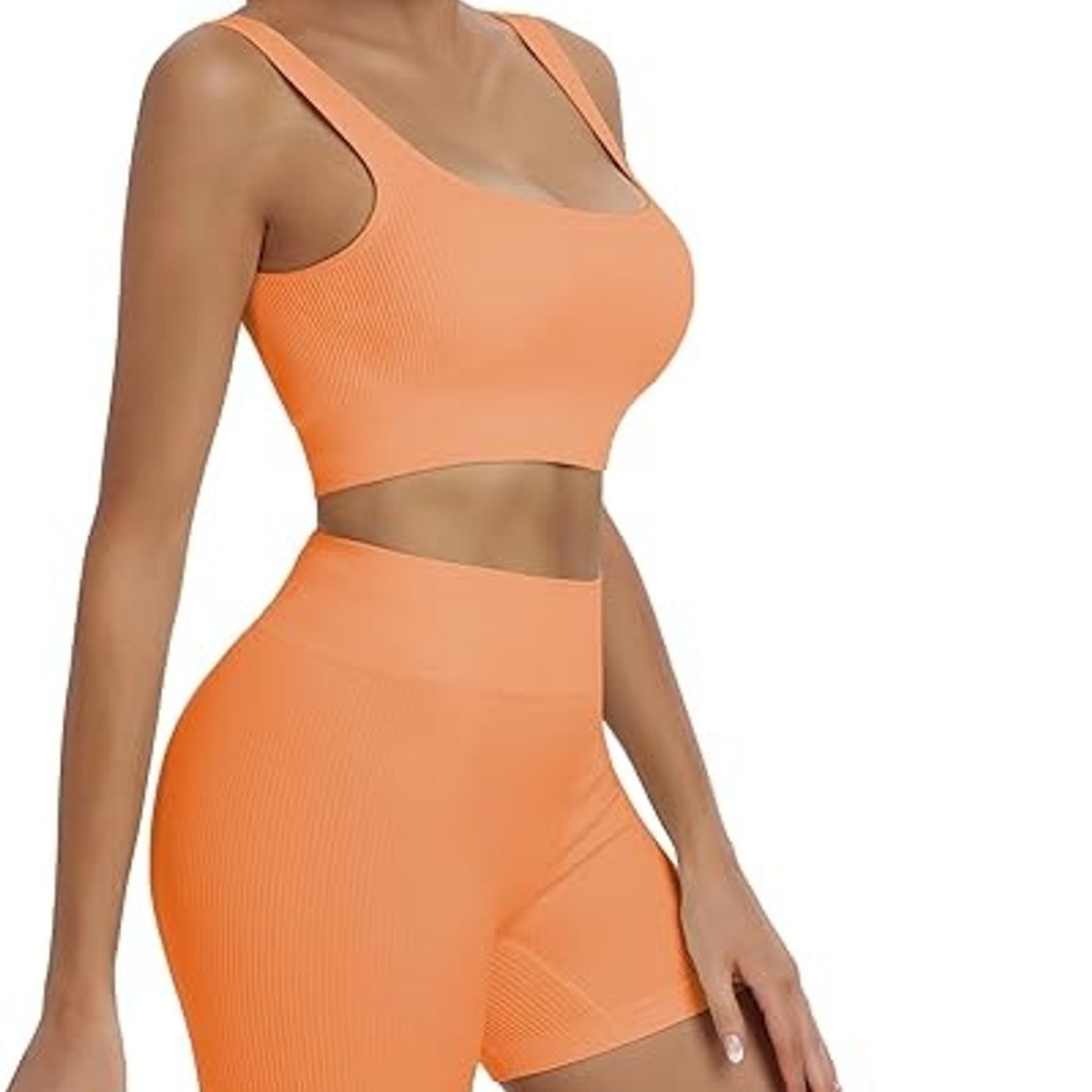 GENERICO - CONJUNTO DEPORTIVO DE TOP Y SHORT NARANJA NEÓN