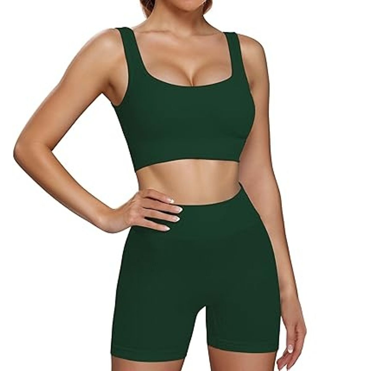 GENERICO - CONJUNTO DEPORTIVO DE TOP Y SHORT VERDE OLIVA