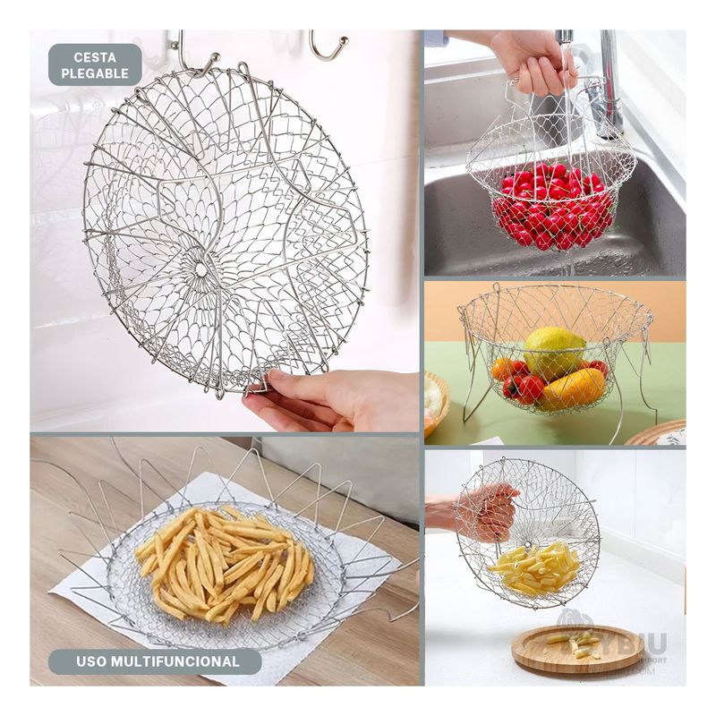 GENERICO - Canasta de Acero para Freir y Colar de 23cm