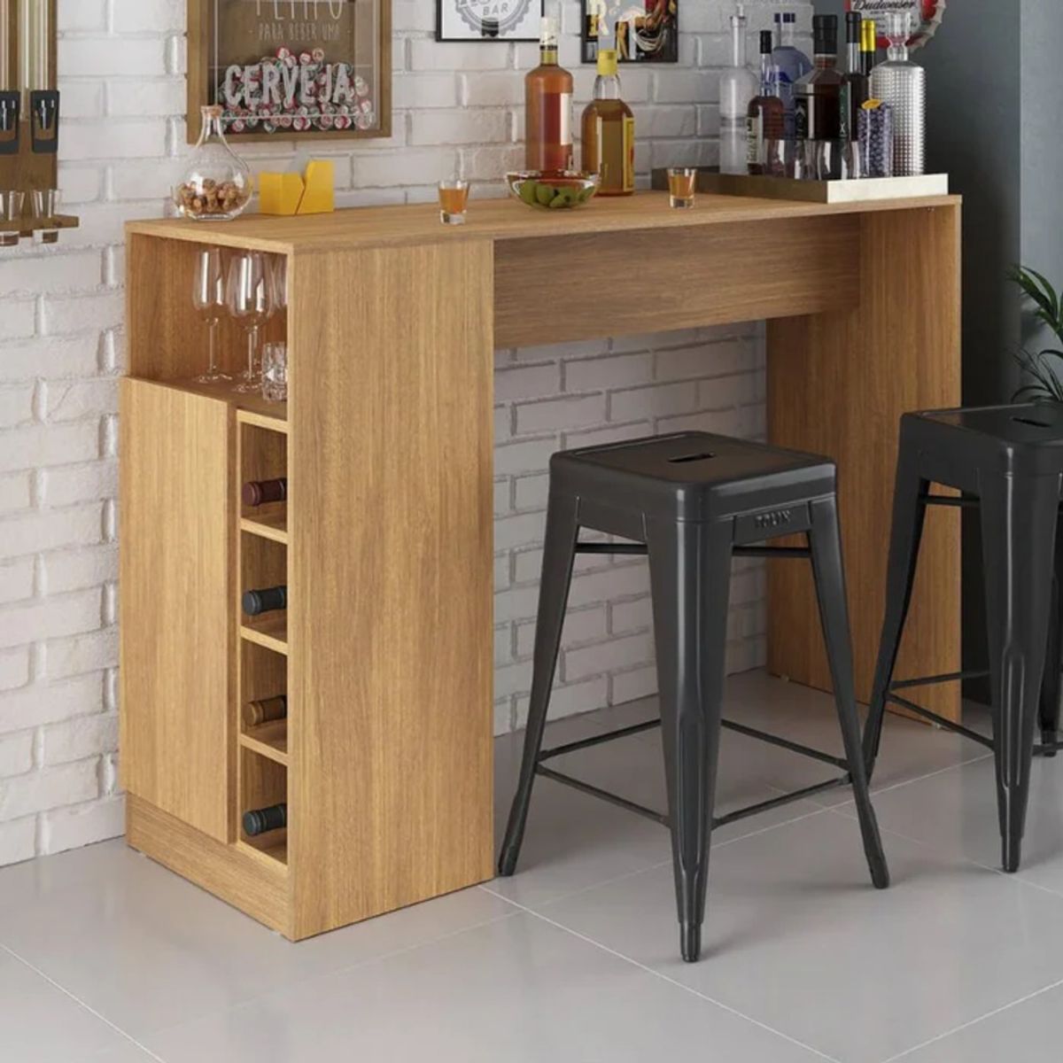 GENERICO - Mueble de Bar Gakuto Marrón R&R MUEBLES