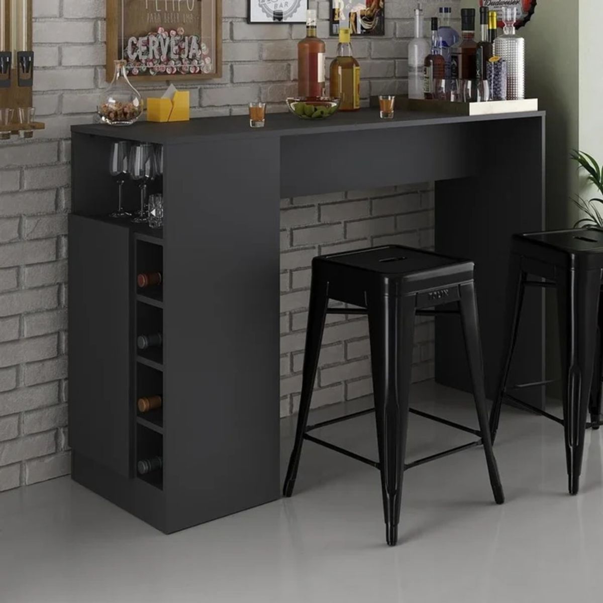 GENERICO - Mueble de Bar Gakuto Negro R&R MUEBLES