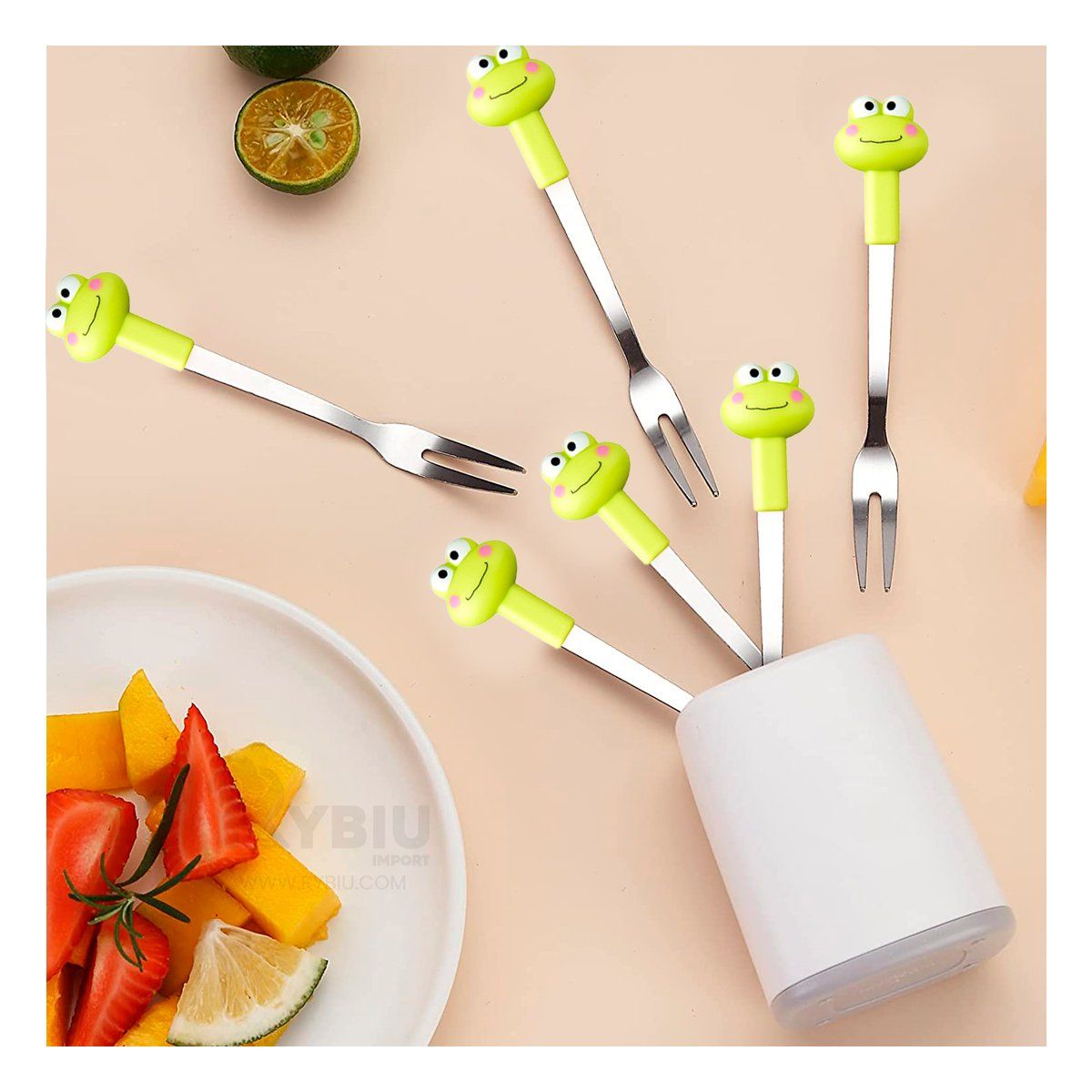 GENERICO - Tenedor Resistente Diseño de Verde Limon Y+Regalo Stickers