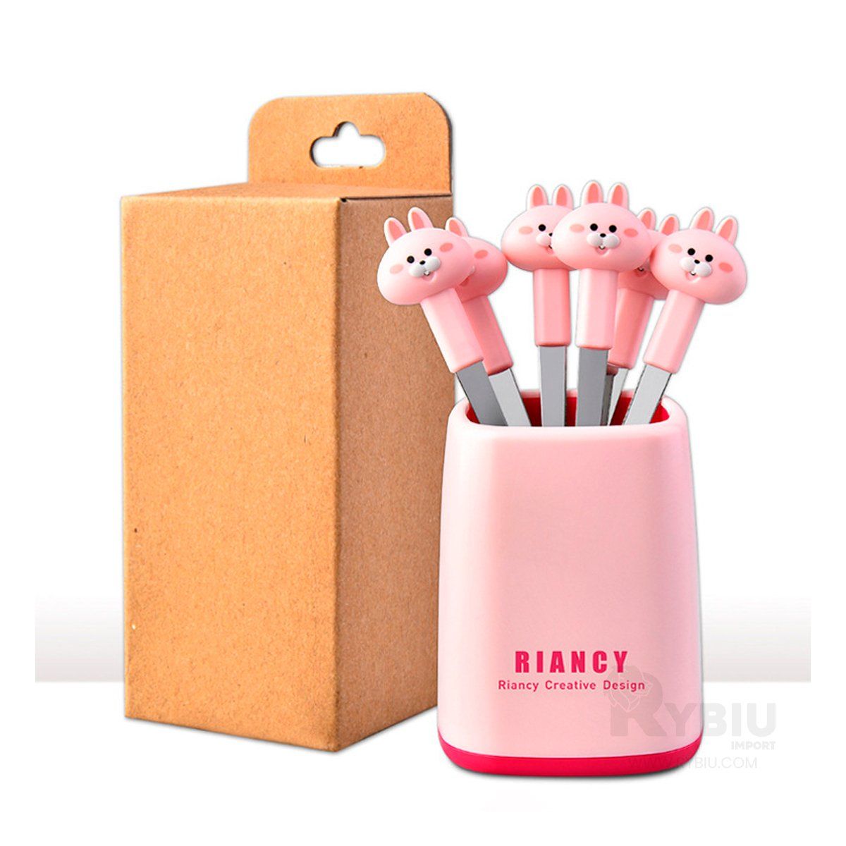 GENERICO - Tenedor Chico Eficiente de Conejo Rosado