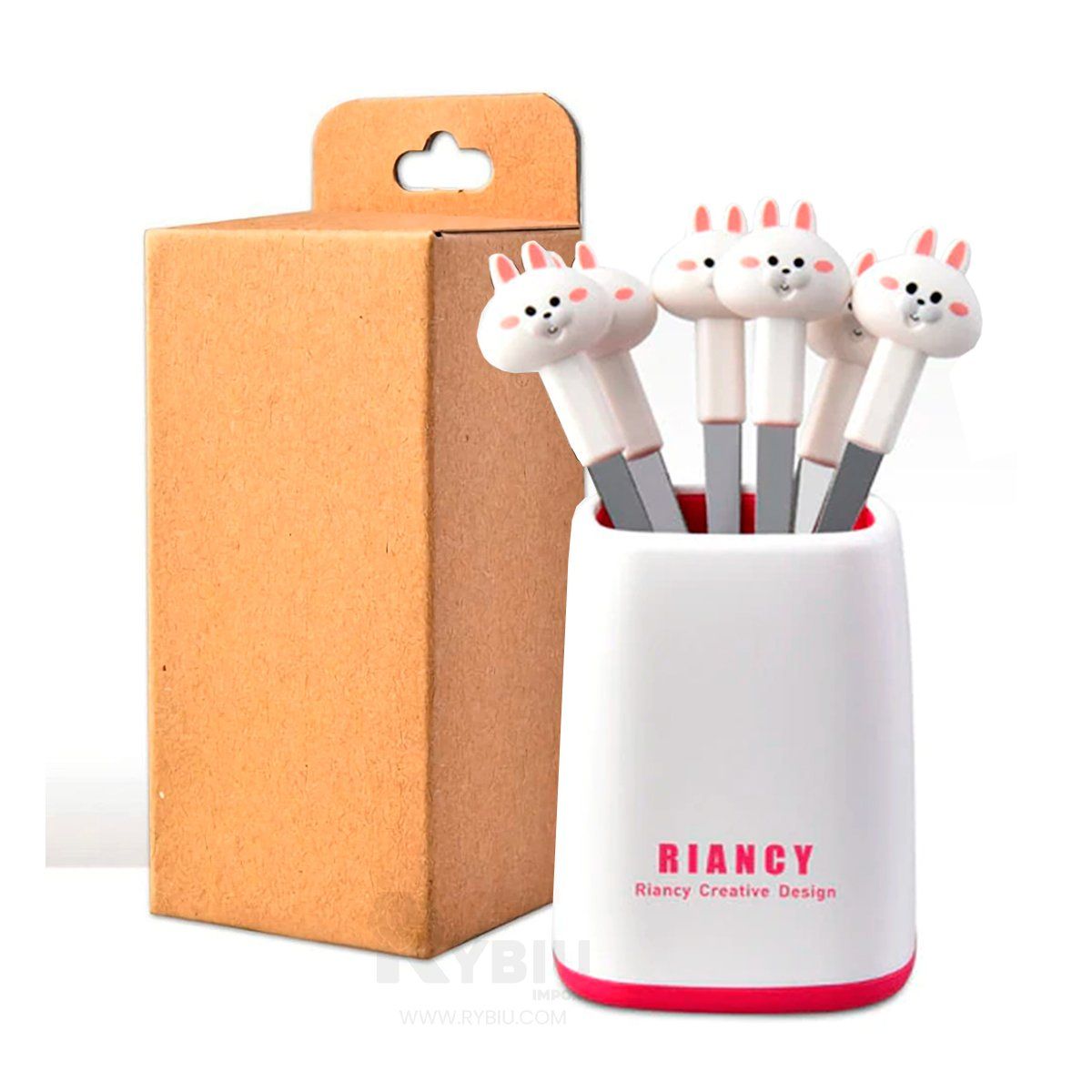 GENERICO - Cubierto Duradero de Conejo Blanco Y+Envoltorio de Regalo