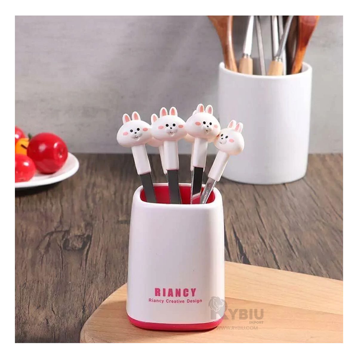 GENERICO - Cubierto Duradero de Conejo Blanco Y+Envoltorio de Regalo