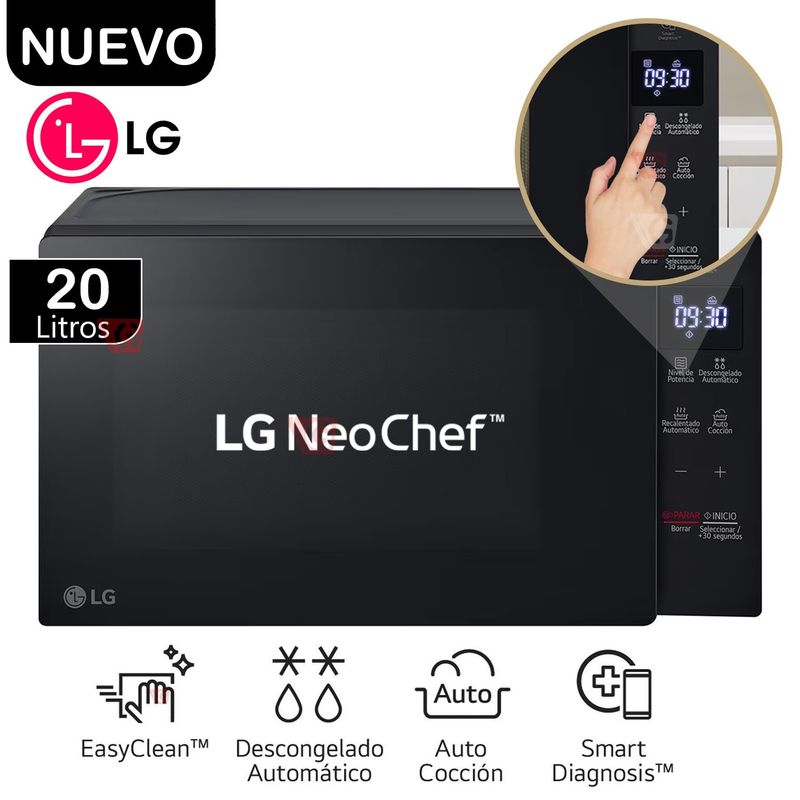 LG - Horno Microondas MS2032GAS 20L con EasyClean LG