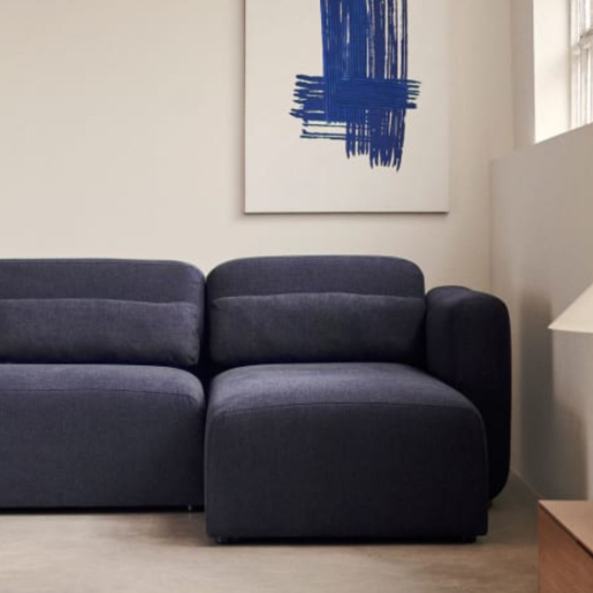 YOLODECORO - Seccional con Chaise Longue a la Derecha Neom Azul Marino