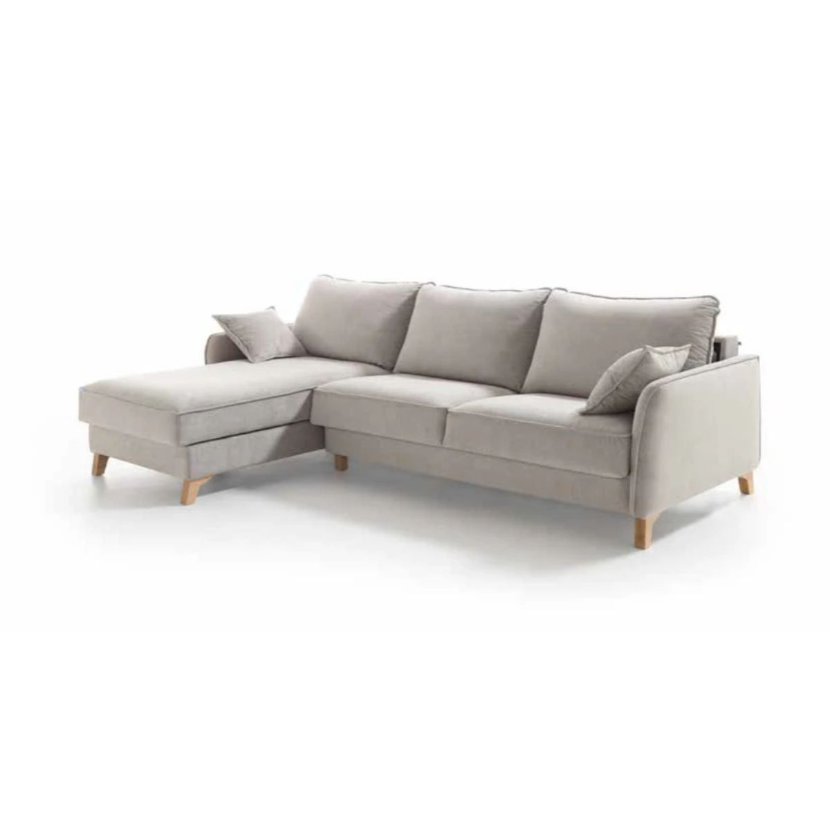 YOLODECORO - Seccional con Chaise Longue a la Izquierda Litchy Blanco