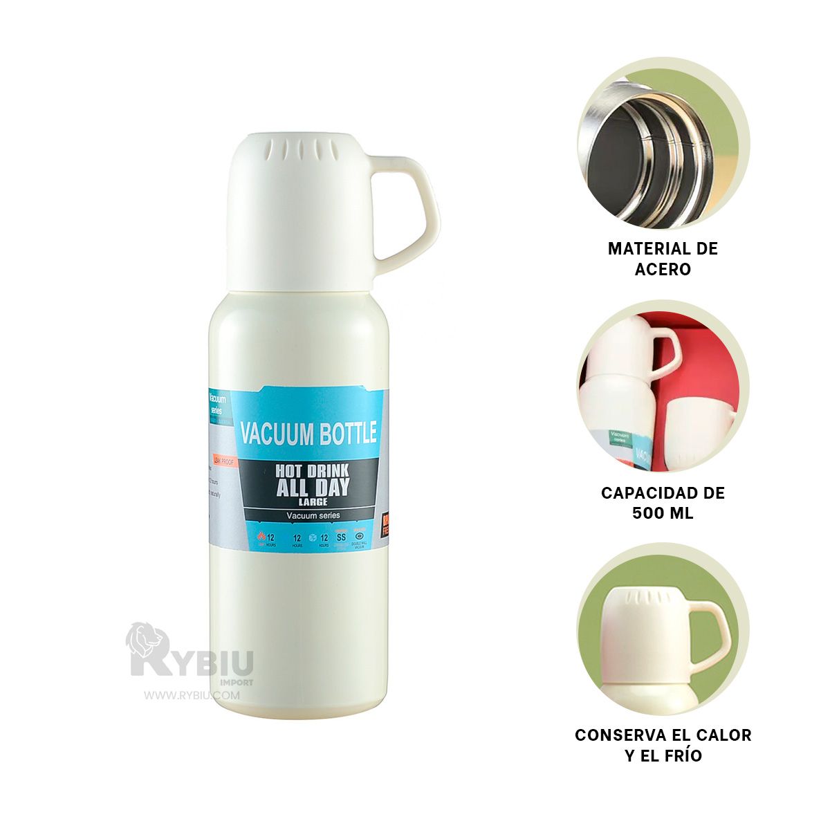GENERICO - Bidon Cilindrico con 3 Tazas Crema 500ml Y+Gift MiniAgenda