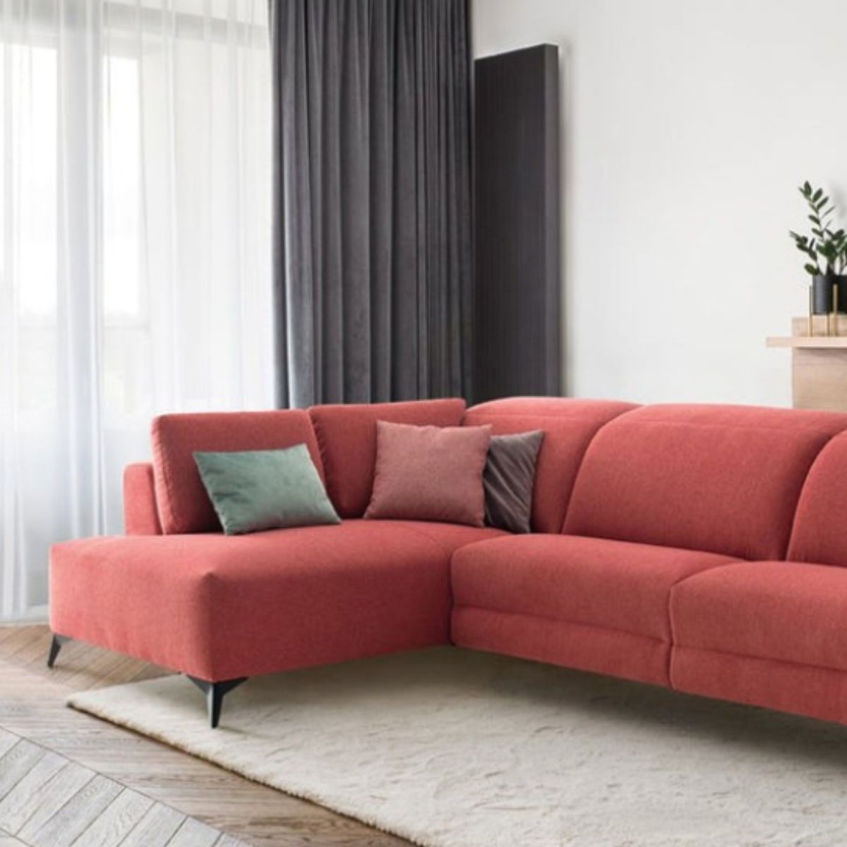 YOLODECORO - Seccional con Chaise Longue a la Izquierda Amicci Coral