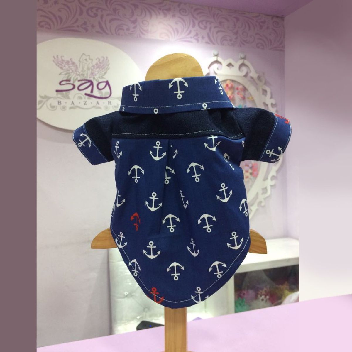 GENERICO - CAMISA MASCOTAS AZUL MARINERO Y JEAN ALGODÓN TALLA XXS