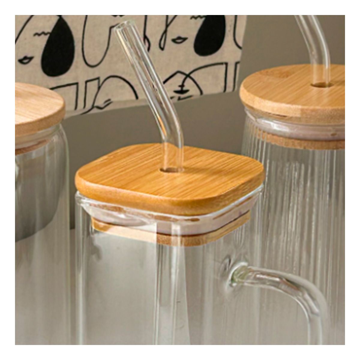 GENERICO - Vaso Rectangular y Caña Transparente 350ml Y+Regalo Agendita