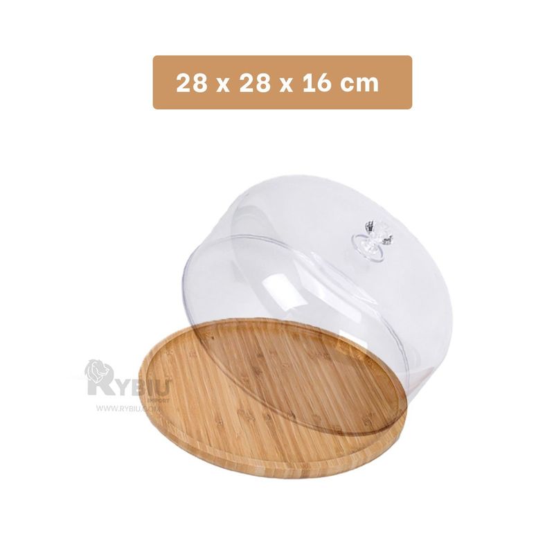 GENERICO - Bandeja de Keke 28cm Transparente Y+Regalo Ligas para Peinar