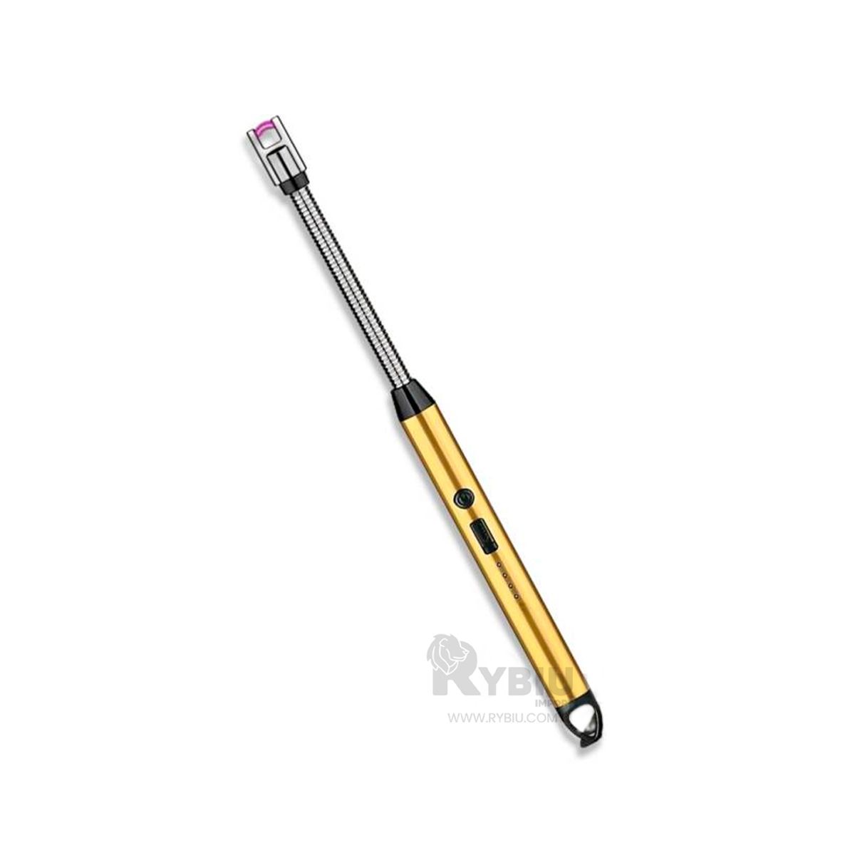 GENERICO - Encendedor Recargable con USB en Dorado Y+Papel de Regalo