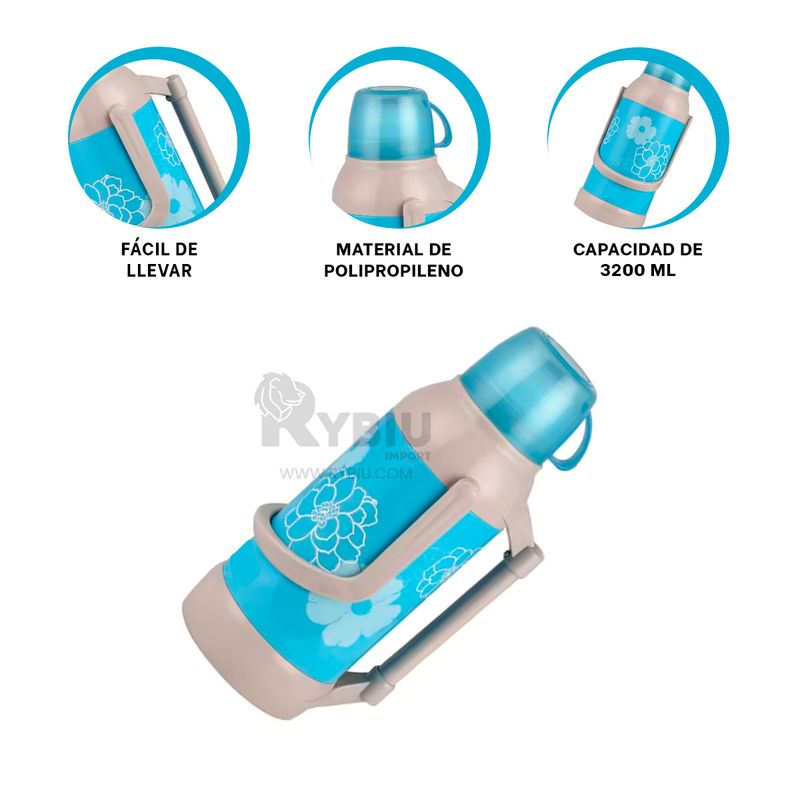 GENERICO - Terma Perfecta de 3200ml Color Celeste Y+Ligas de Regalo