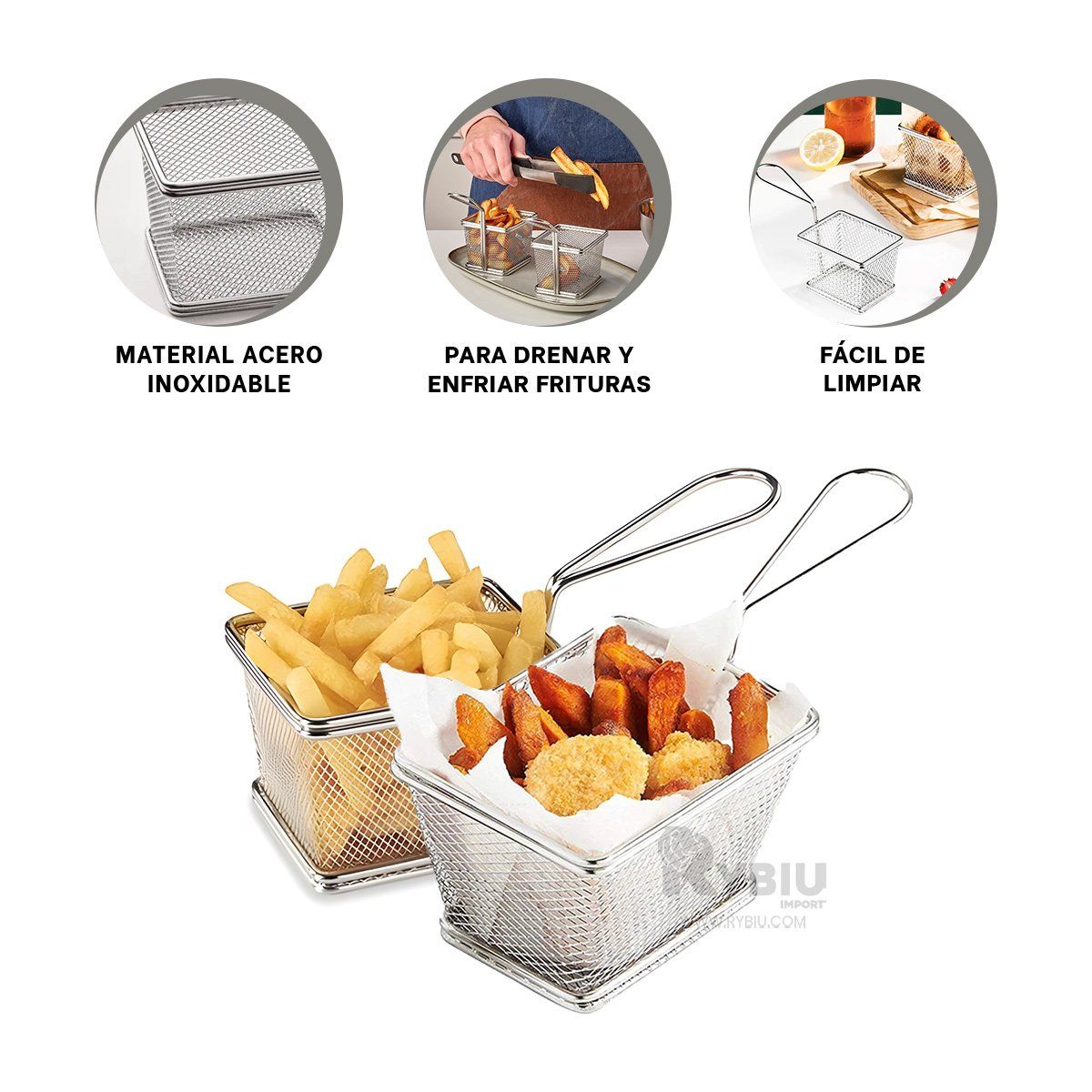 GENERICO - Cesta para Freir en 10x8x7cm Tono Plateado Y+Papel de Regalo