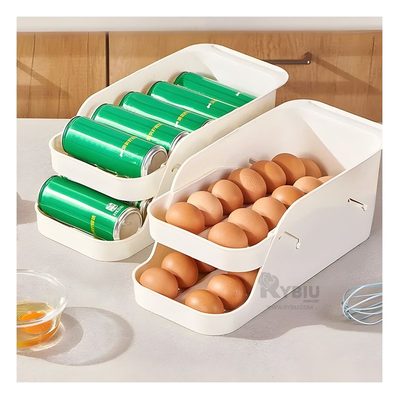 GENERICO - Dispensador Duradero de Huevos Tono Blanco Y+Regalo Stickers