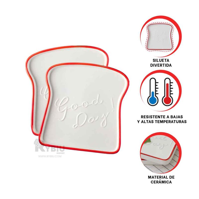 GENERICO - Platillo para Desayuno en Rojo Y+Regalo Ligas para Peinar