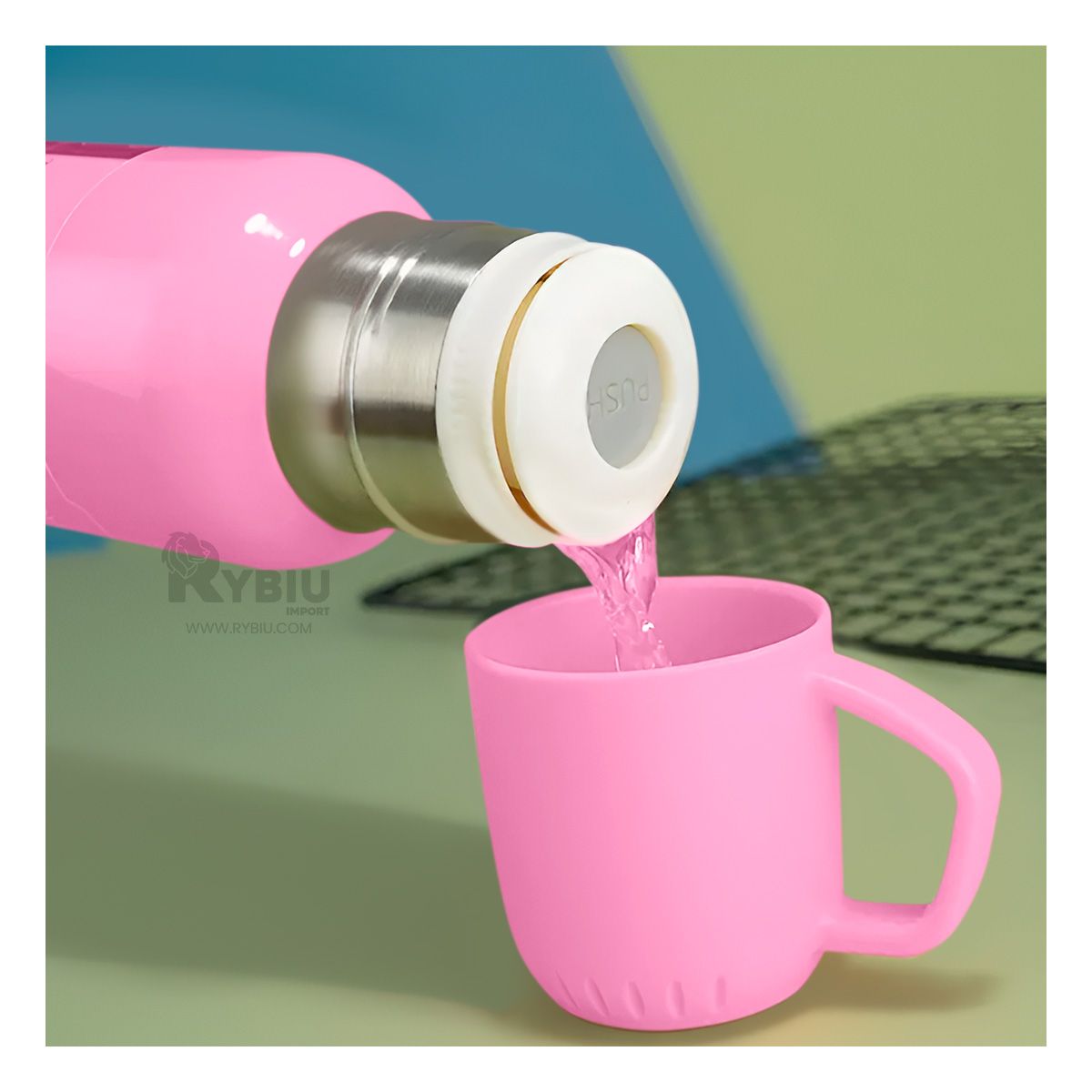 GENERICO - Frasco de Acero Duradero en Rosado 500ml Y+Regalo Stickers