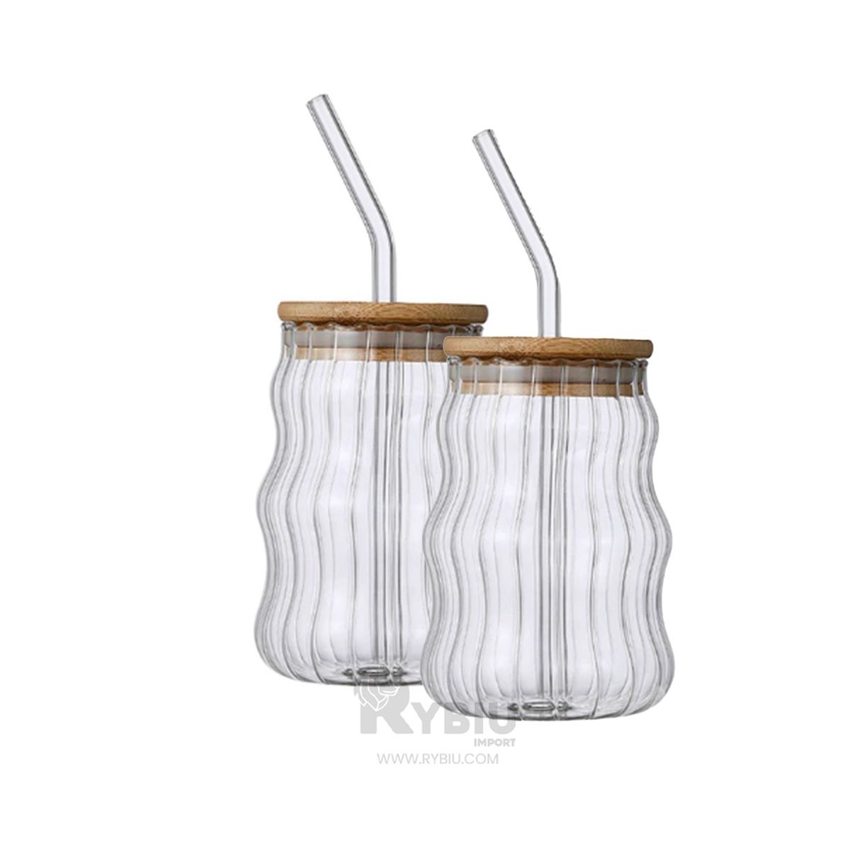 GENERICO - Vaso Rayado con Curvas y Caña Transparente Y+Regalo Agendita