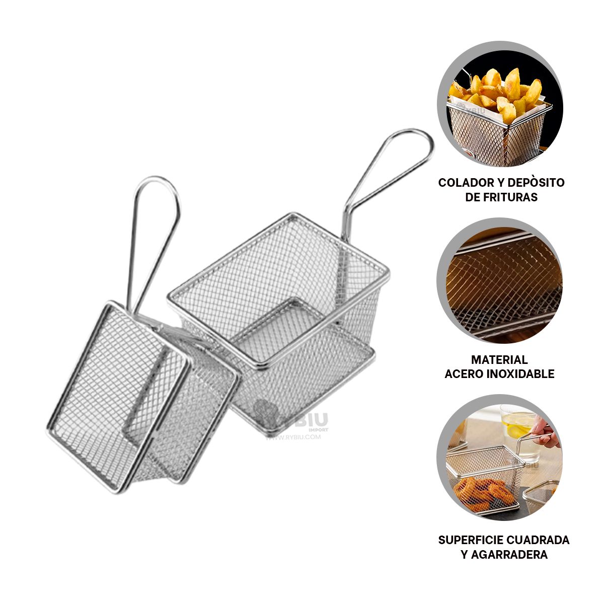 GENERICO - Recipiente de Fritos en Acer Plateado Y+Ligas de Regalo