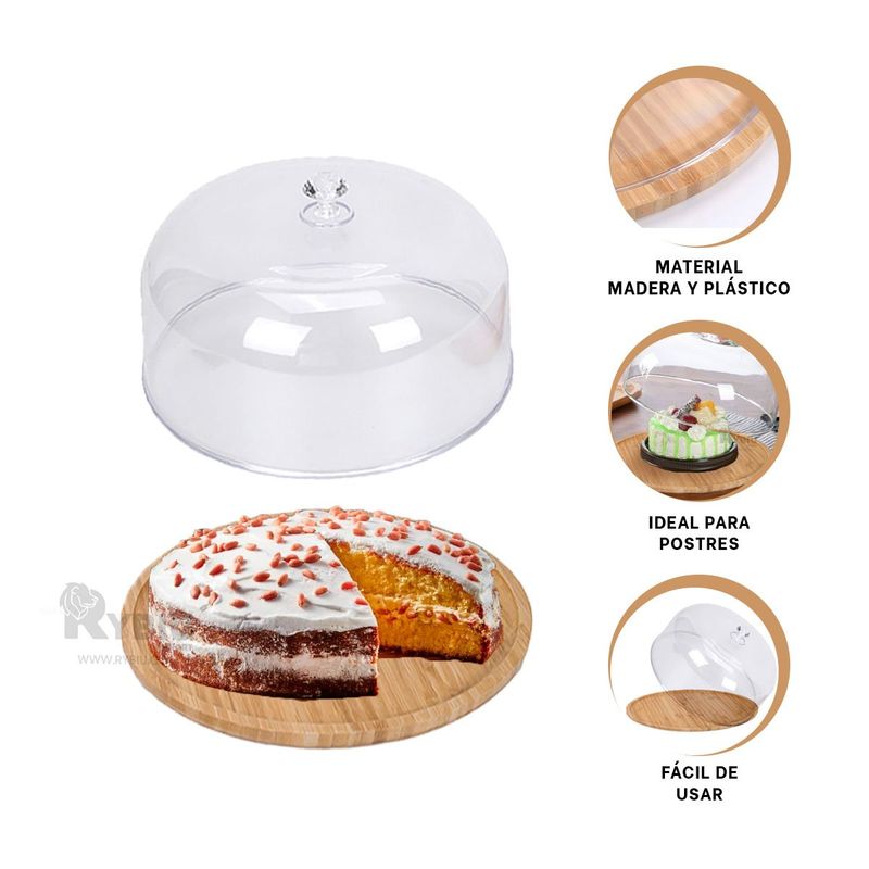GENERICO - Bandeja para Tortas de 25cm Transparente Y+Ligas de Regalo