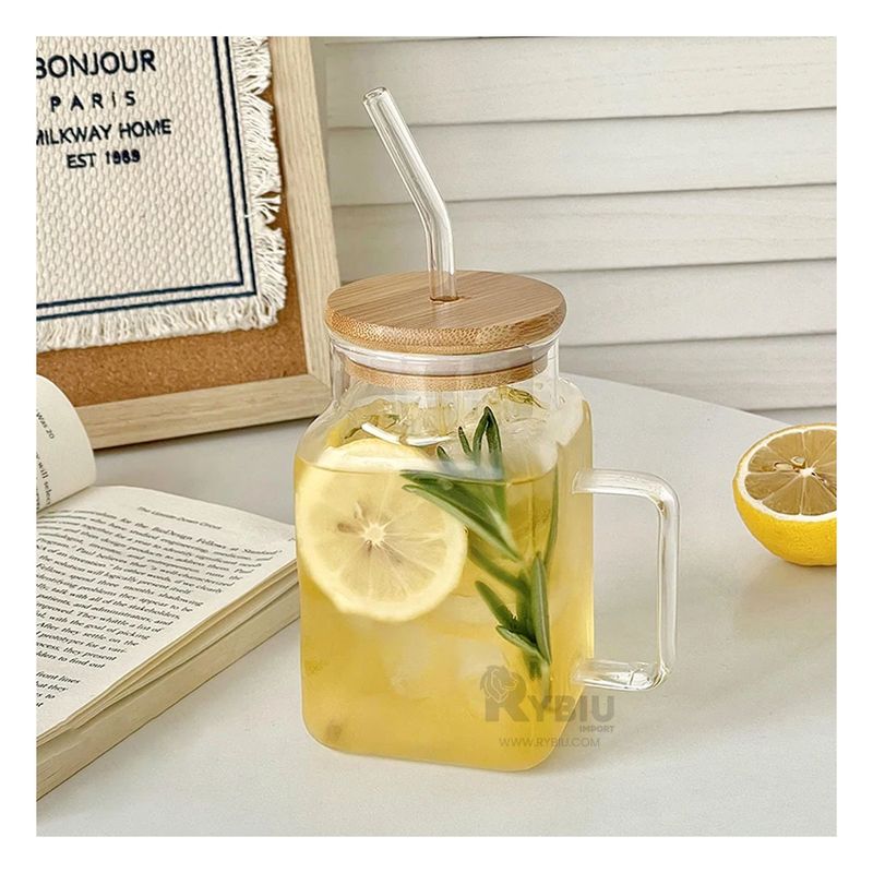 GENERICO - Frasco Util con Popote Transparente 500ml Y+Gift MiniAgenda