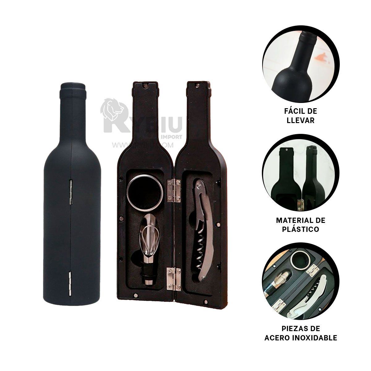 GENERICO - Descorchador Duradero y Compacto en Negro Y+Gift Stickers