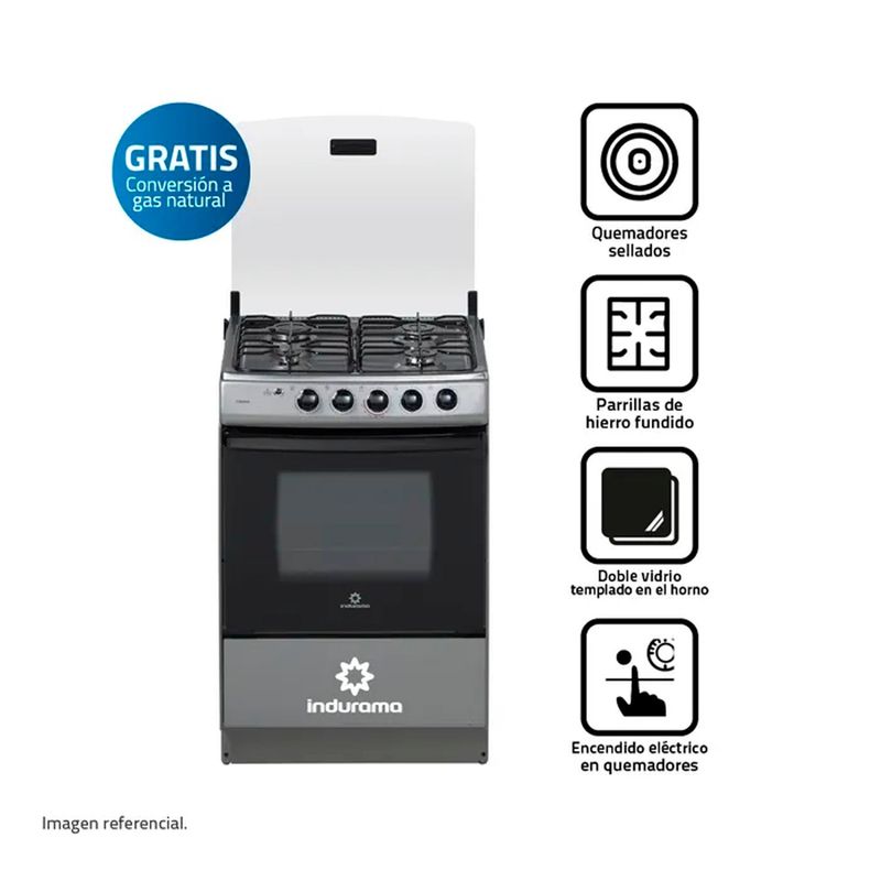 INDURAMA - Cocina 4 Hornillas Indurama Cordova Spazio Plus