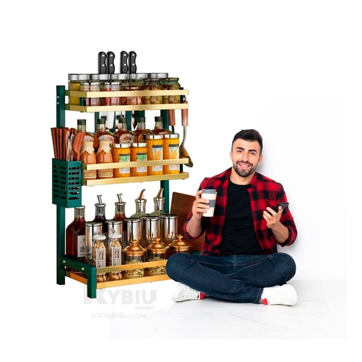 GENERICO - Estante Util para Especiero en Verde Y+Regalo Agendita