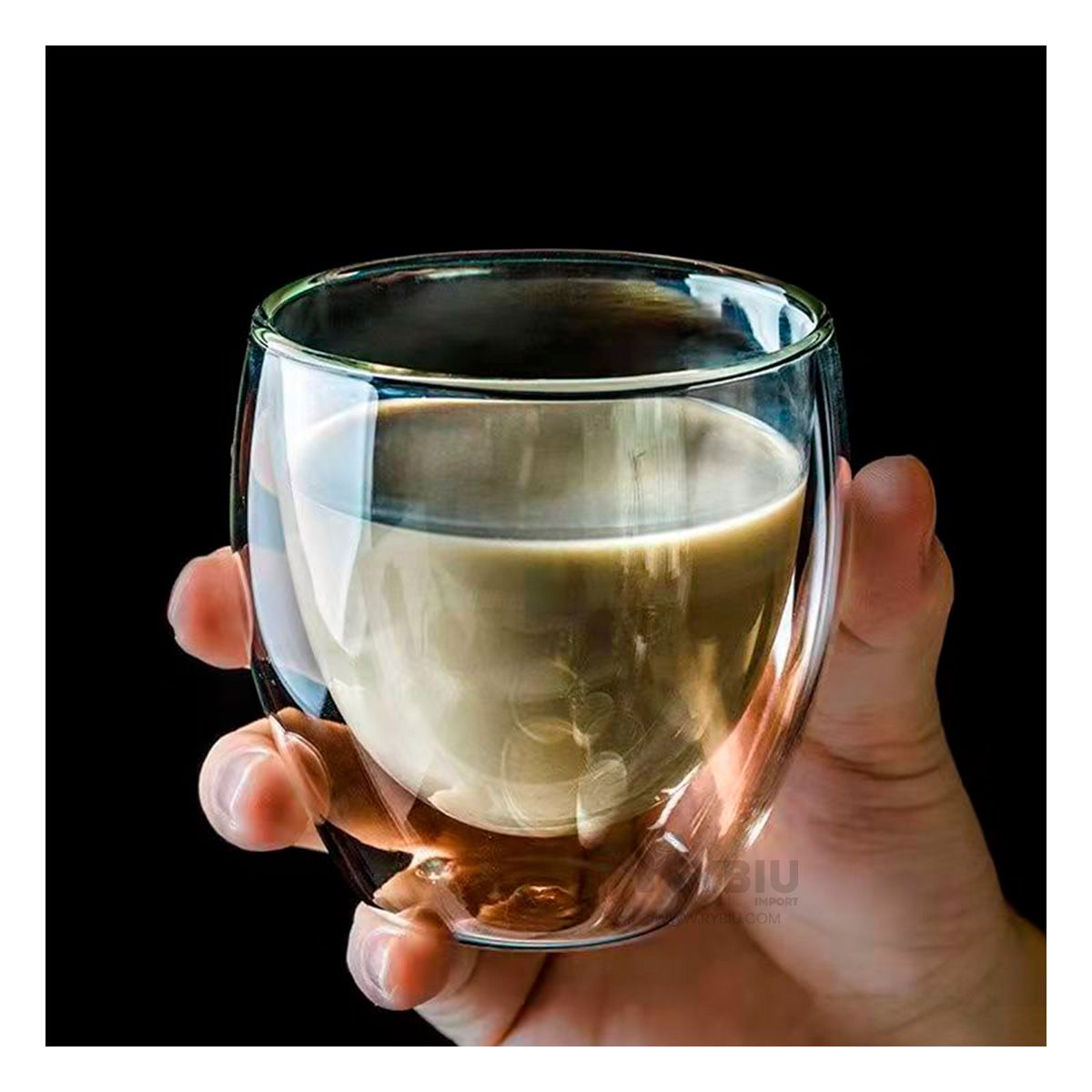 RYBIU IMPORT - Copa Transparente de Doble Capa 460ML Y+Envoltorio de Regalo