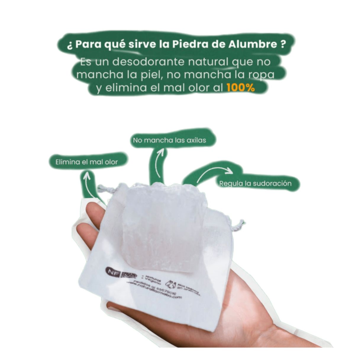 OEM - Desodorante Natural de Alumbre  Eficaz y Suave para tu Piel