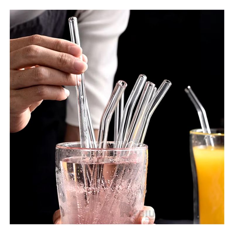 RYBIU IMPORT - Cañita para Bebidas Transparente Y+Regalo Ligas para Peinar