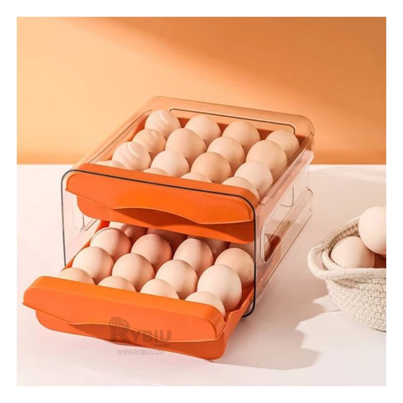 RYBIU IMPORT - Organizador Doble Acrilico para Huevos en Anaranjado