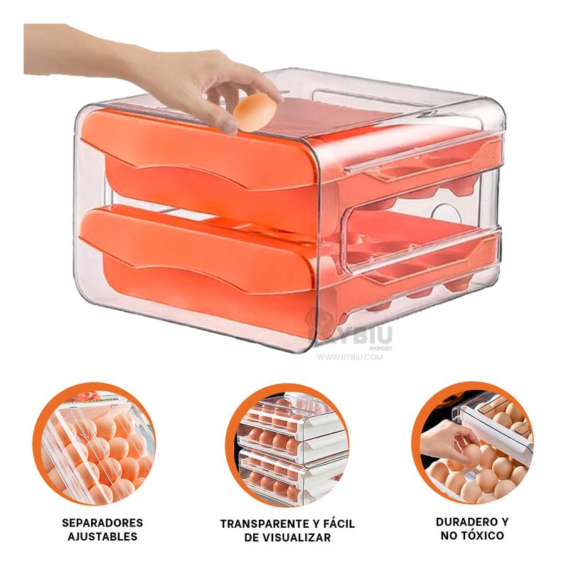 RYBIU IMPORT - Envase Util para Huevo en Anaranjado Y+Post-it Adhesivos