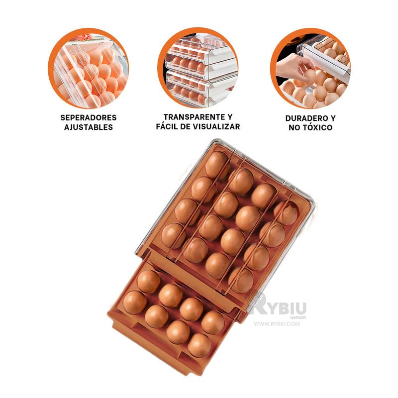 GENERICO - Envase Practico para Huevos en Anaranjado Y+Ligas de Regalo