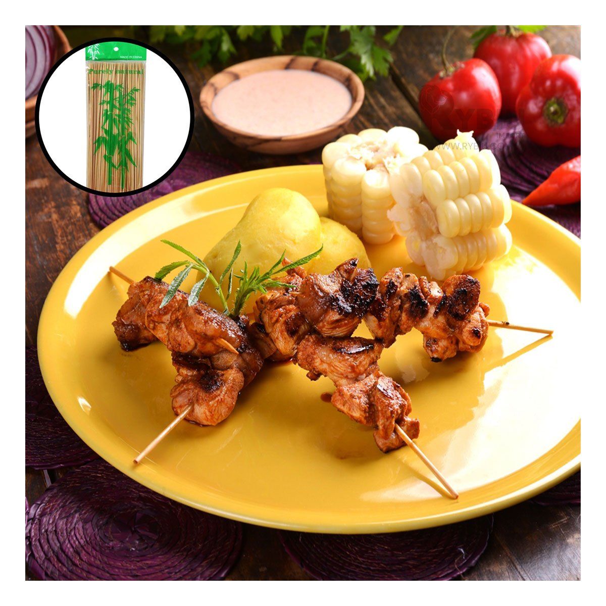 RYBIU IMPORT - Palitos Artesanales de Material Bambu para Brochetas 85u